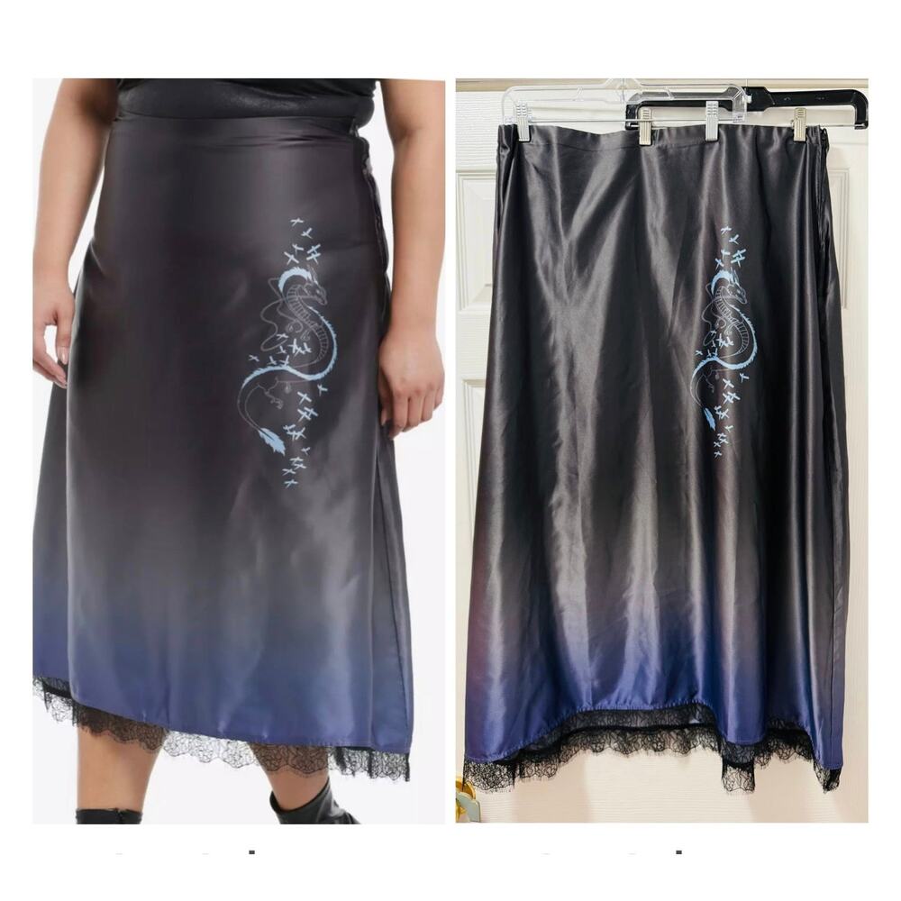 Hot Topic‎ Juniors Plus 3X Studio Ghibli Spirited Away Haku Midi Slip Skirt New